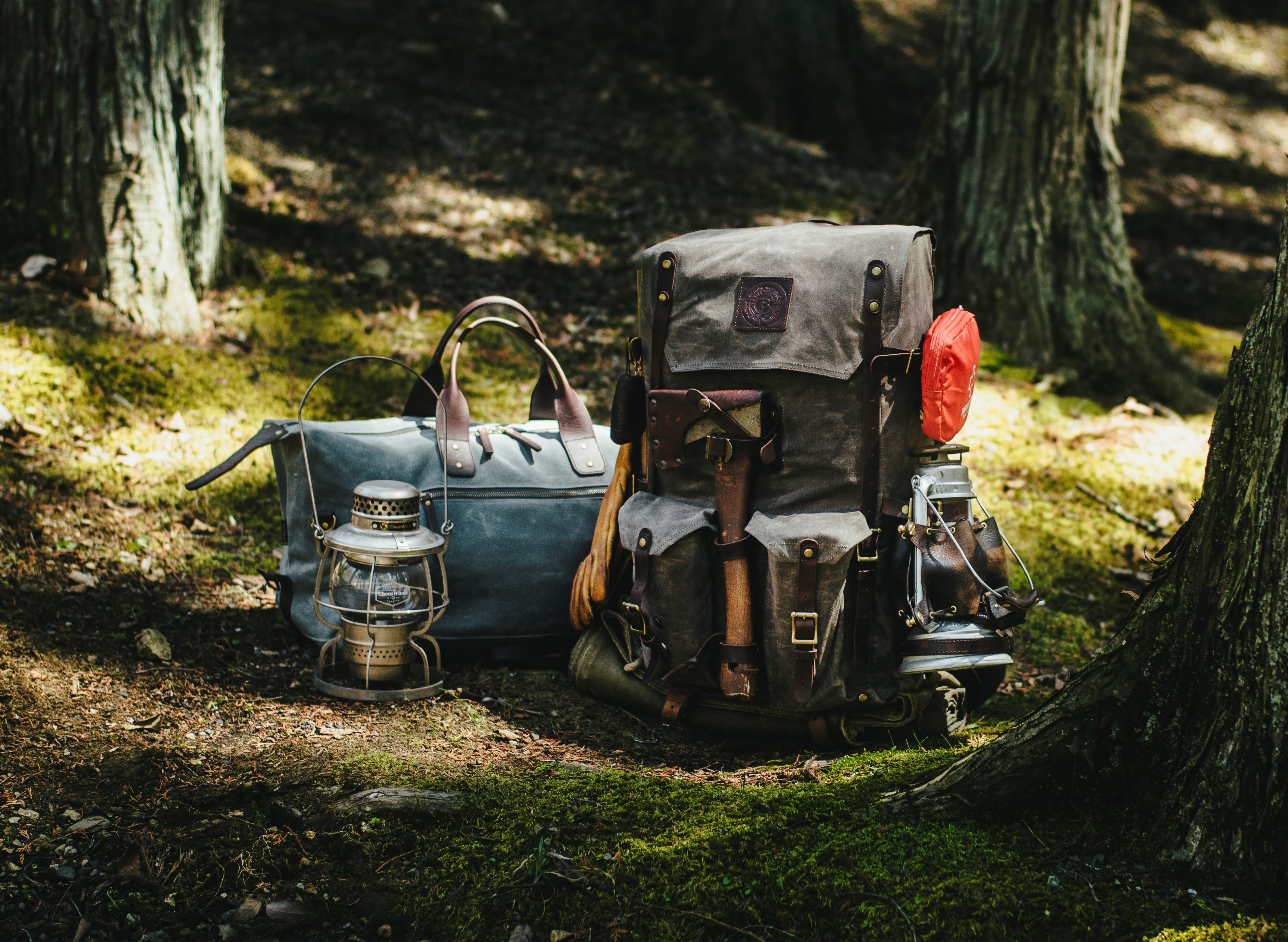 Authentic waxed canvas bags - backpack, messenger bag, duffle bag,  motorcycle bag and bushcraft back